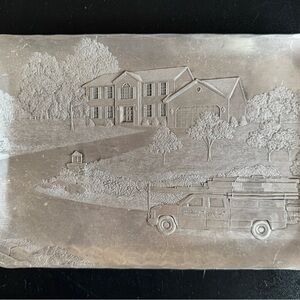 VNT Arthur Court Aluminum Serving Tray Country House Truck Scene Handcrafted US